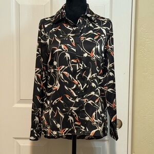 Elegant Silky Black Floral Women's Top